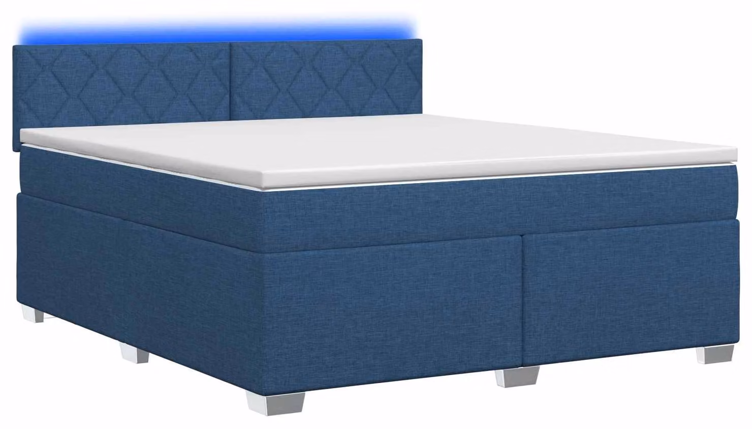 Letto con rete a molle, materasso e illuminazione LED blu, dimensioni 140 x 190 cm, rivestito in tessuto