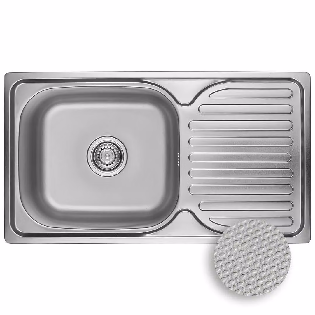 Lavello da cucina a 1 vasca in acciaio inox Lavello da appoggio Lavello con scolapiatti