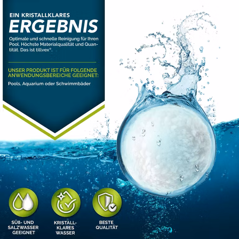 tillvex® Pool Filter Balls 1400g | Filtro per sistemi di filtraggio a sabbia | Sostituisce 50 kg di sabbia filtrante | Sfere filtranti extra resistenti per un'acqua cristallina | Sostituzione ecologica