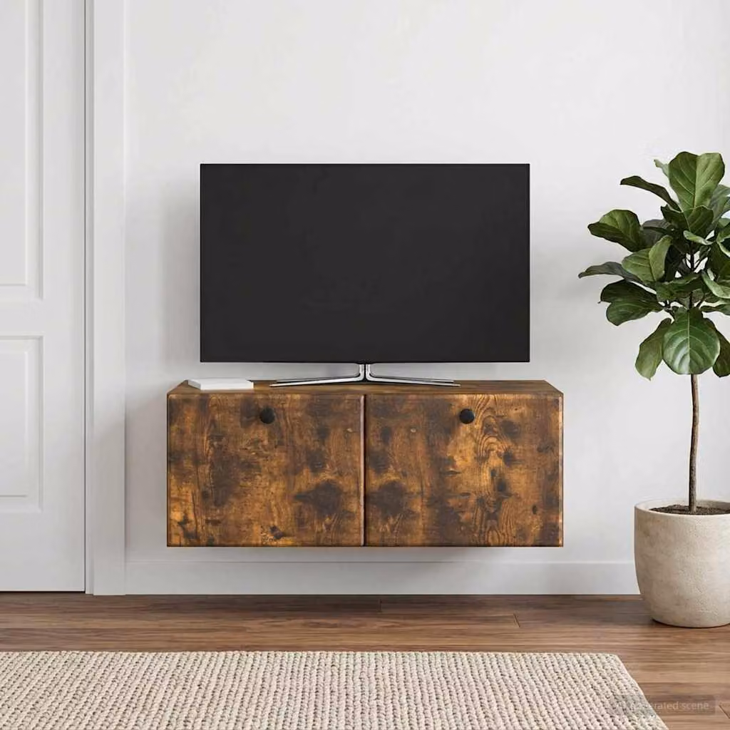 Mobile Porta TV da Muro vidaXL in Rovere Fumo, L 78,5 x P 41 x H 30 cm