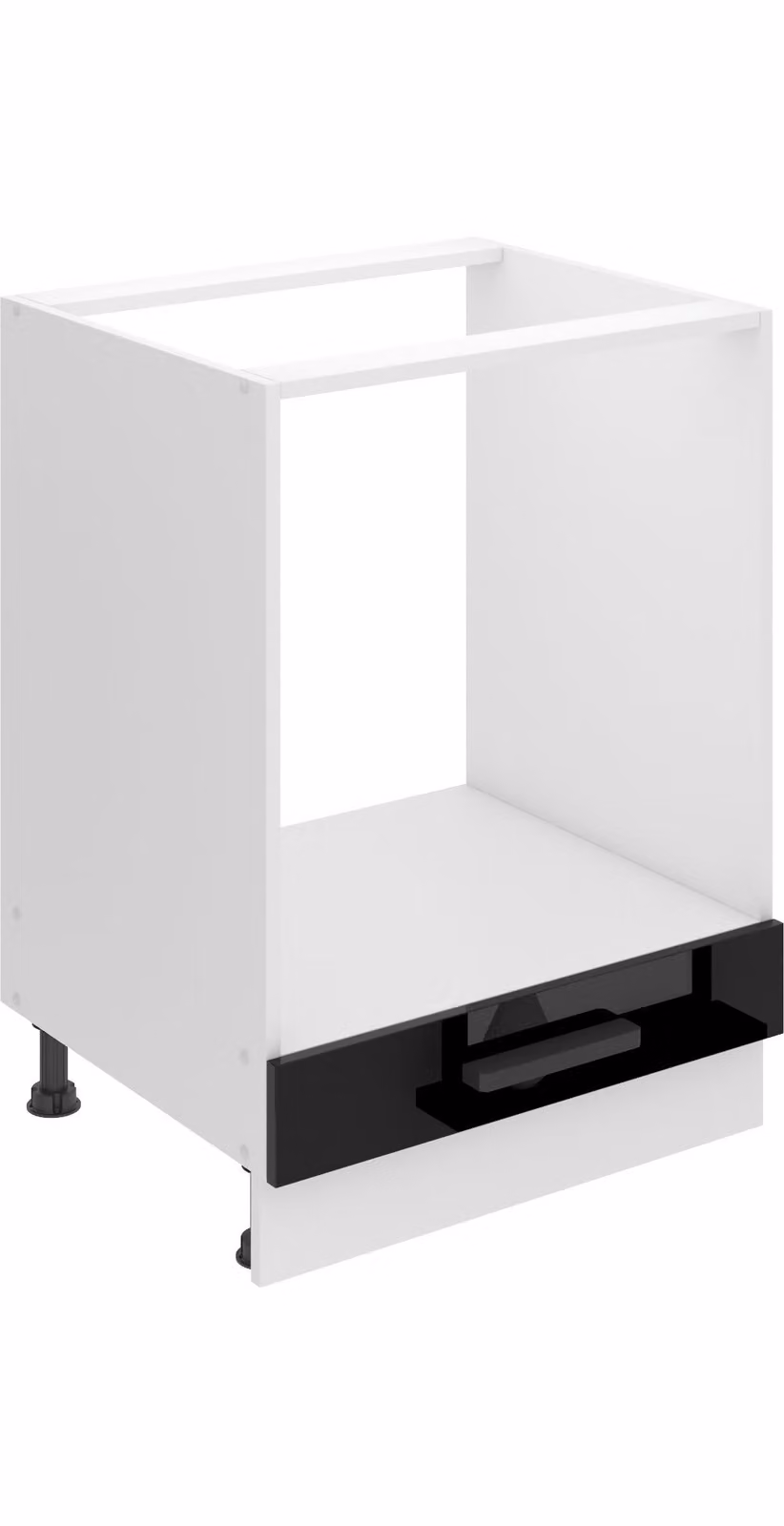 Base da cucina Belini, base da cucina larga 60 cm. Base per cucina SDP senza piano di lavoro. Mobile da cucina senza anta, con cassetti, nero lucido