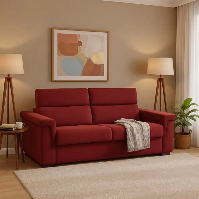 Biscossi Divano Letto 2 Posti Moderno con Copertura Sfoderabile Rosso L: 205 cm, P: 95 cm – 1