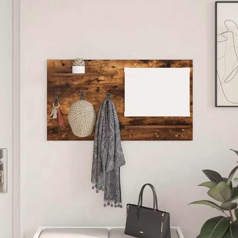 vidaXL Appendiabiti a muro moderno in legno MDF colore marrone L 90 cm x P 10 cm x H 50 cm