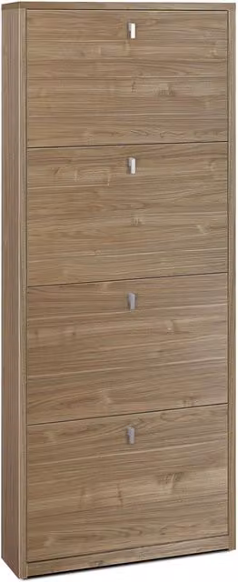 Scarpiera Salvaspazio GIORDANOSHOP con 4 Ante e scomparti inclinabili, Colore Marrone, L: 63 cm, H: 154 cm, P: 18 cm