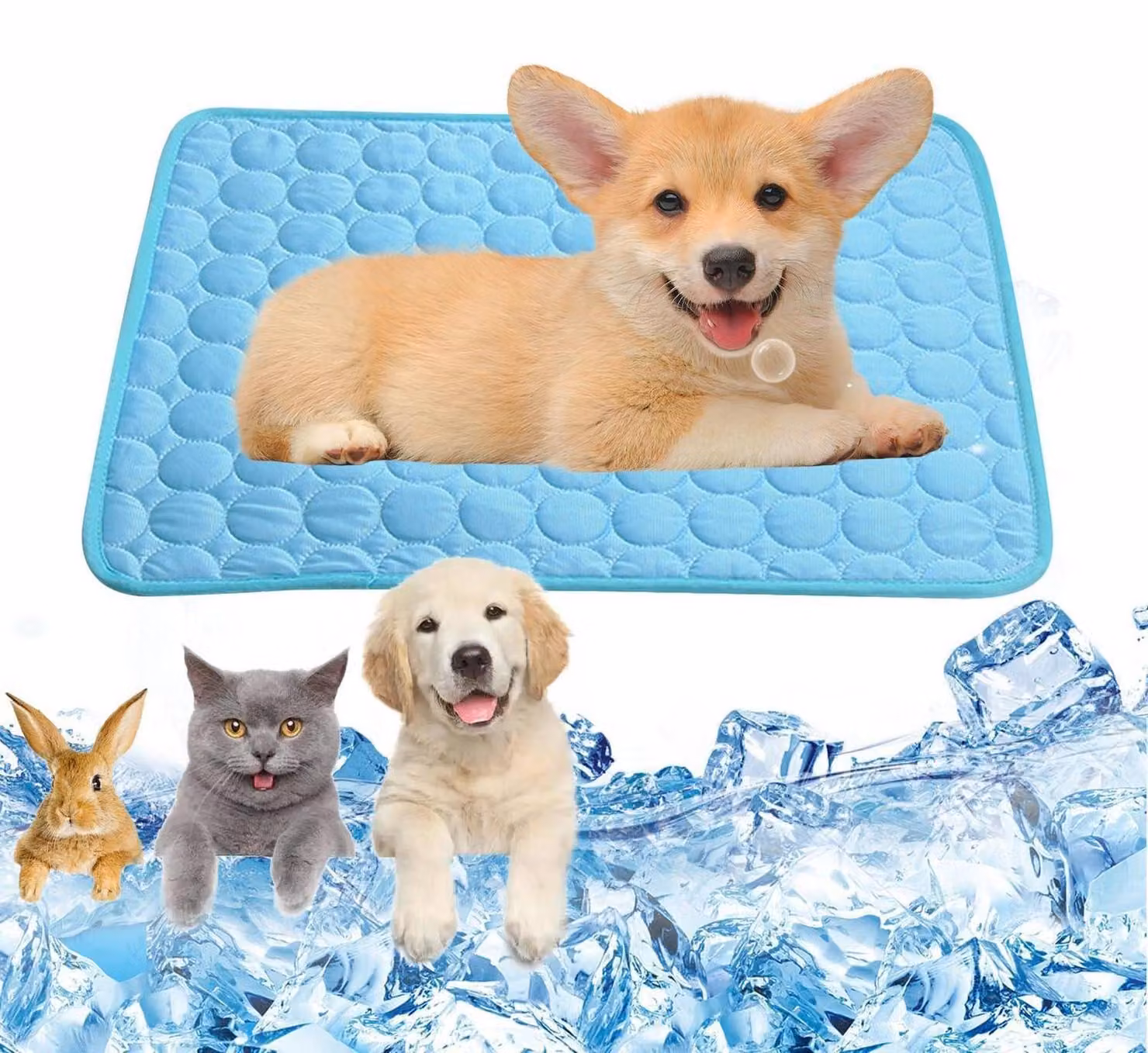 Tappetino refrigerante per cani, 62x50 cm, auto-raffreddante, colore blu, modello M