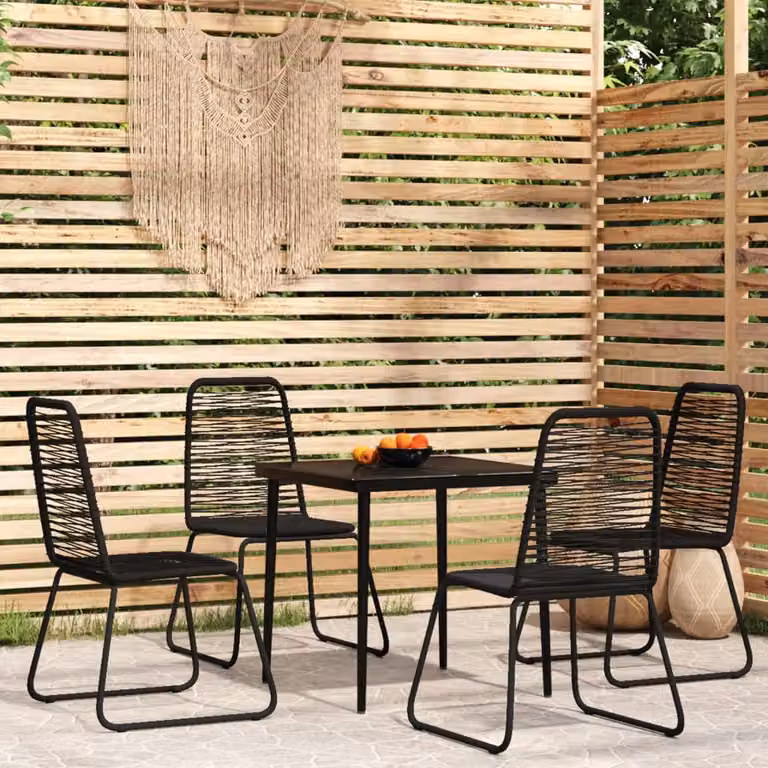 The Living Store Set da pranzo da giardino 5 pz. Set da pranzo da giardino Nero