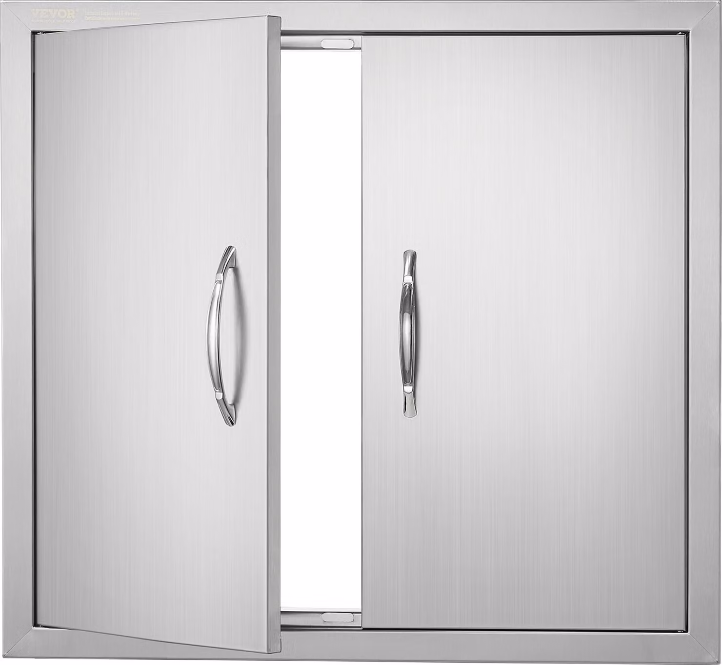Porta di accesso per barbecue, 660 x 609 mm, Doppia porta per cucina esterna, Porta in acciaio inox a incasso, Porta verticale a parete con maniglie, per isola barbecue, stazione barbecue, mobile esterno