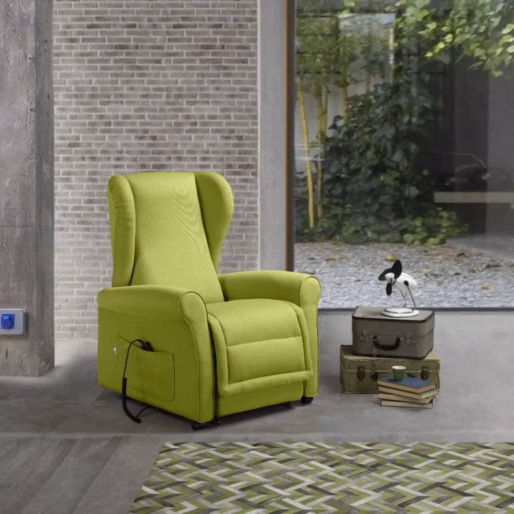 Poltrona Alzapersona Elettrica a 2 Motori GIORDANOSHOP in Microfibra Verde L/P/H: 90 x 100 x 90 cm – 2