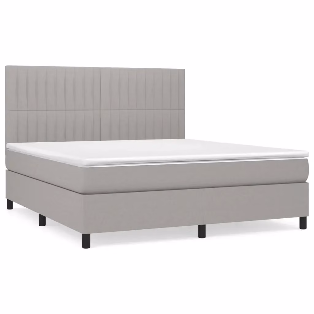 Letto Ibrido con Giroletto a Molle e Materasso vidaXL Grigio Chiaro e Bianco L/P/H: 160 x 200 x 128 cm – 2