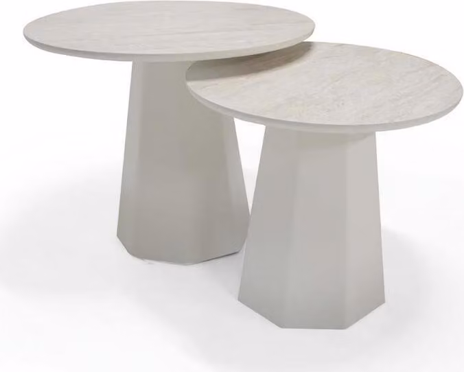Designer Couchtisch Set 2x runde Tische Holz modern stilvolle Möbel Wohnzimmer