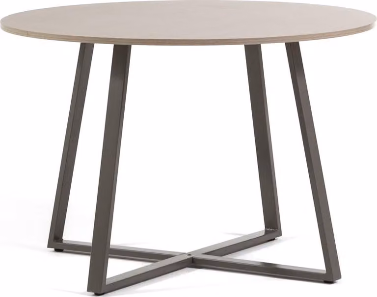 Tavolo rotondo da 110 cm in melamina con struttura in metallo laccato - design moderno ed elegante per cucina, sala da pranzo e ufficio - DAMIANO - legno