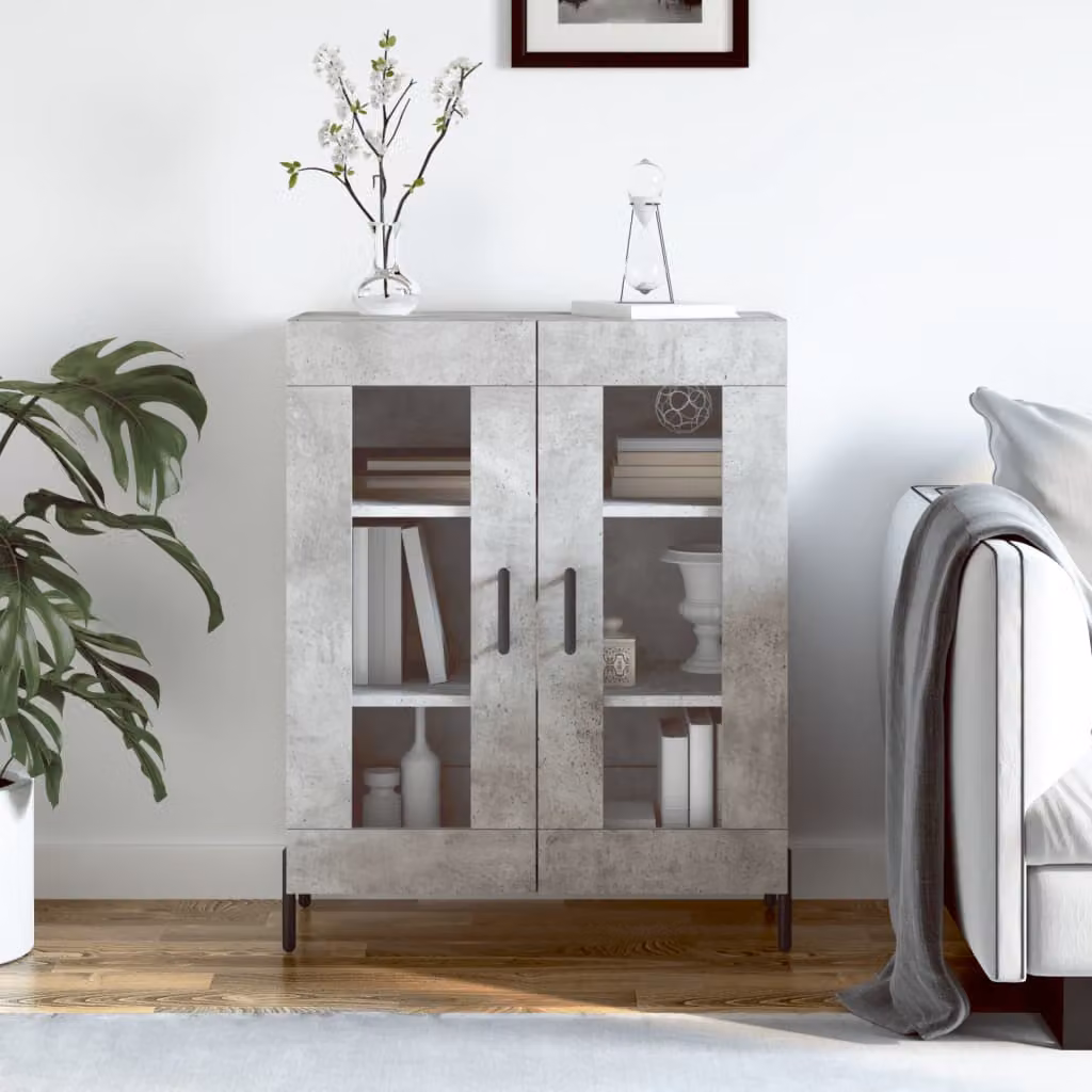Credenza vidaXL Grigio in Legno Multistrato e Metallo L: 69,5 cm, P: 34 cm, H: 90 cm