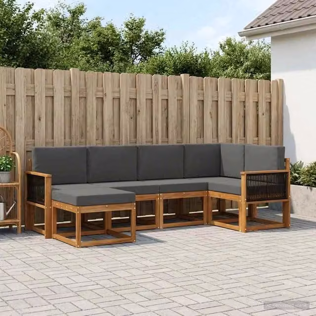Set di divani da esterno 6 pz Naturale e Antracite 3385353