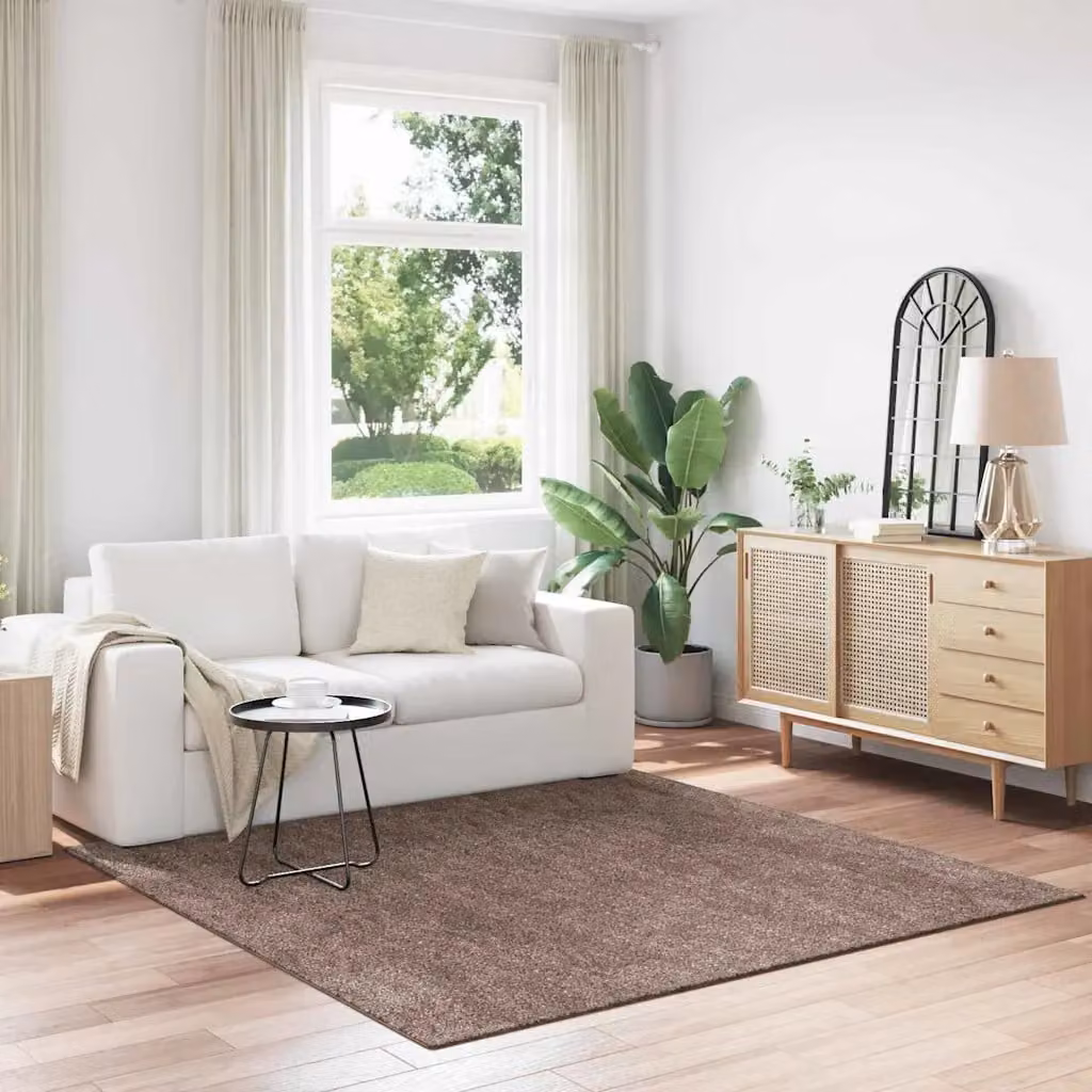 Tappeto Shaggy vidaXL Marrone Moderno Antiscivolo e Lavabile L/P: 200 x 200 cm