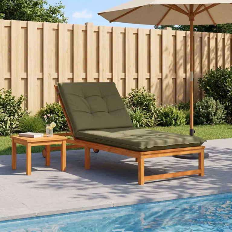 vidaXL Cuscino per Lettino GEMERT Verde, 100% Poliestere, con Rivestimento Rimovibile e Resistente ai Raggi UV