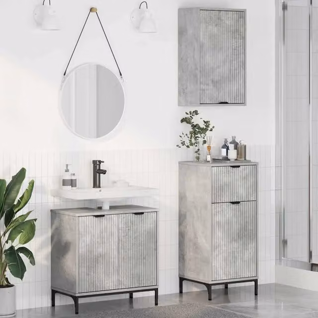 Set di mobili per il bagno 3 pz Grigio cemento 3393106