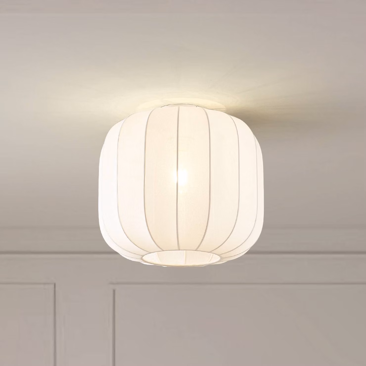 Plafoniera soffitto Helin Lindby, dimmerabile, Bianco / Opale, Soggiorno / Sala da pranzo, Tessuto / Stoffa / Seta, Scandinavo, Plafoniera