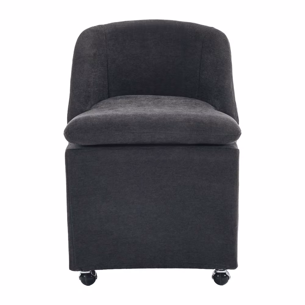 Set di 2 sedie da pranzo Minimal grigie in tessuto chenille con stile moderno e base girevole 360 gradi, L: 53.5 cm, P: 53 cm, H: 78.5 cm – 2