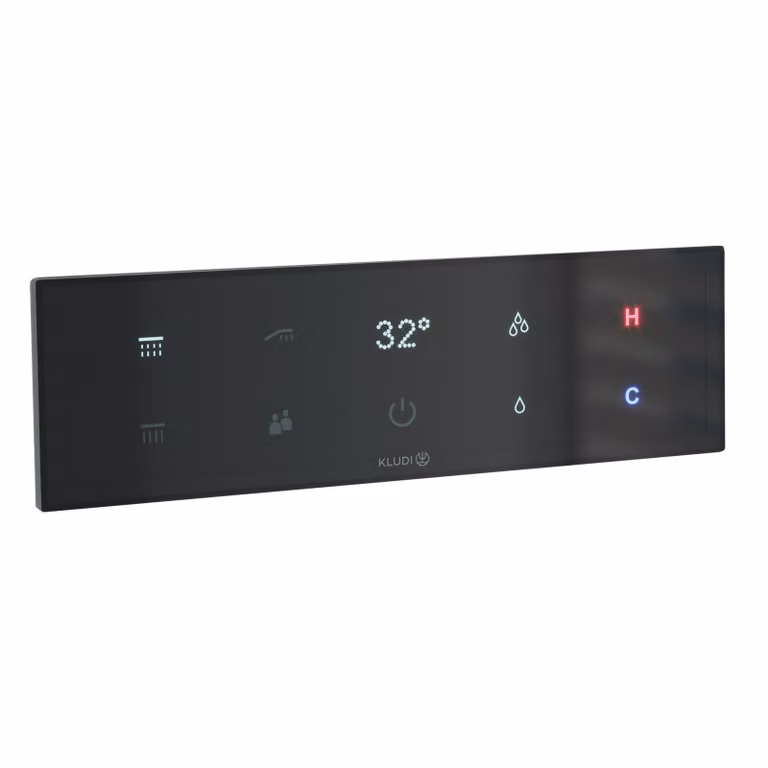 KLUDI TRONIC / TOUCHTRONIC Thermostat électronique encastré, Set d'encastrement avec écran tactile, HotStop, polycarbonate, 38310G1-00, 38310G1-00