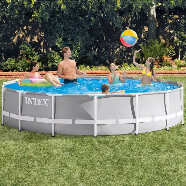 Piscina fuori terra con telaio Intex Prism Frame con struttura in acciaio, Diametro: 457 cm, Altezza: 107 cm