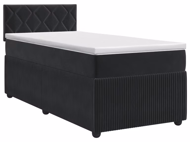 Letto a molle con materasso nero 90 x 200 cm in velluto
