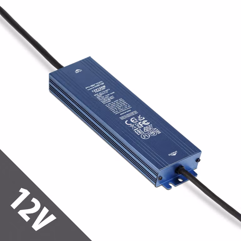 Alimentatore LED 12 V 150 W IP67 impermeabile - Trasformatore 12 V CC 12,5 A - Driver LED per esterni - Adatto per strisce LED, telecamere e illuminazione da giardino [55005-12IP]