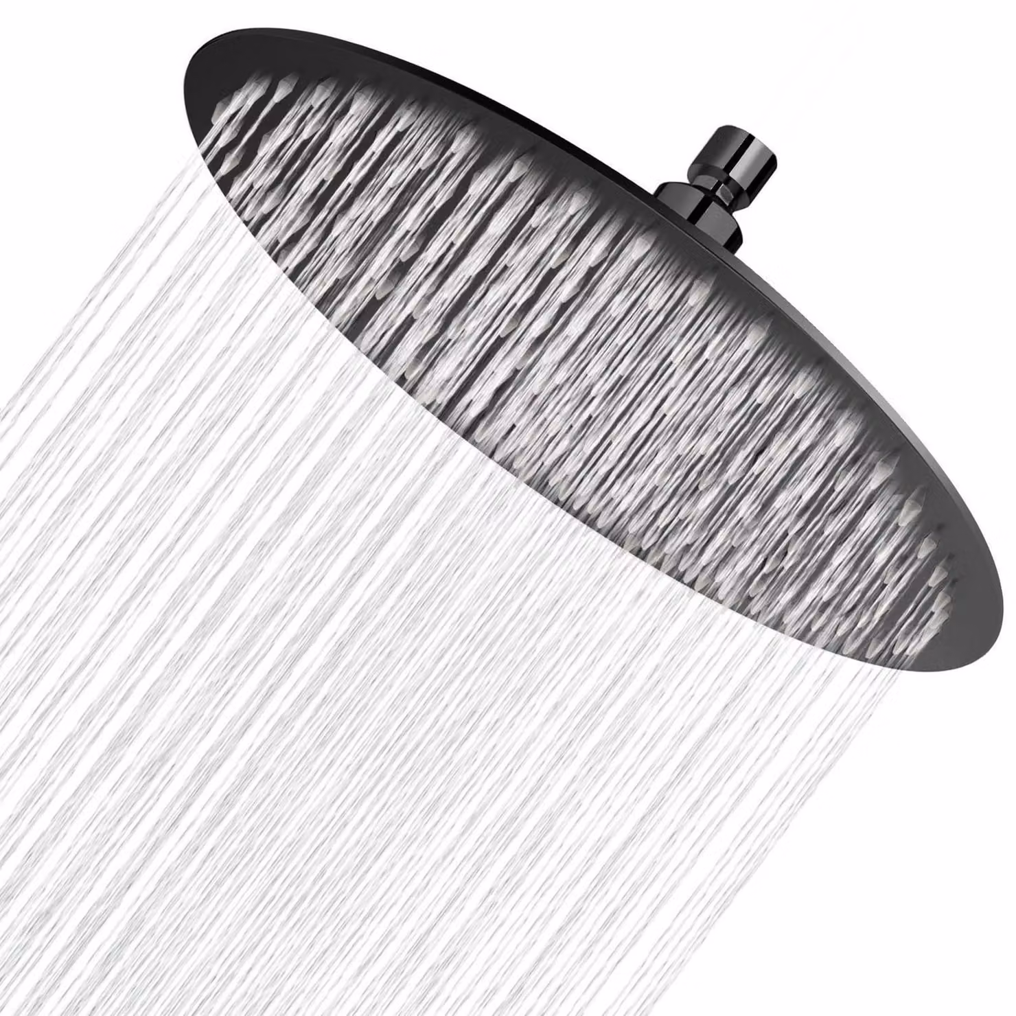 Doccia a pioggia da 30 cm, in acciaio inossidabile nero, con ugelli anticalcare, 144 ugelli, attacco G1/2