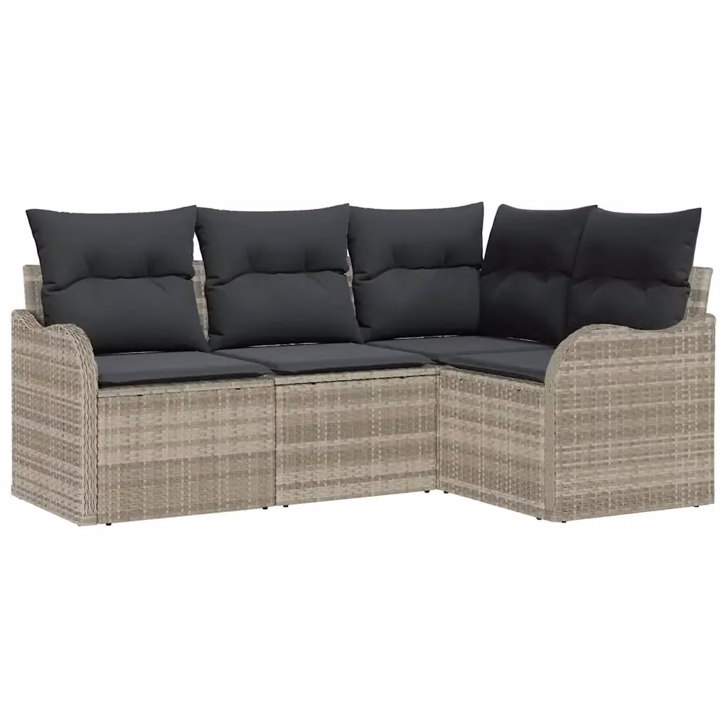 Set Divano da Giardino 4 Pezzi vidaXL Grigio con Cuscini e Tavolino in Polyrattan e Acciaio – 2