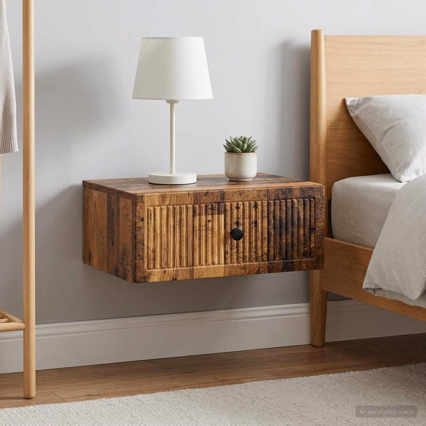 Set di 2 Armadi da Notte vidaXL in Legno Antico, Marrone e Nero, L 49 cm x P 34,5 cm x H 20 cm