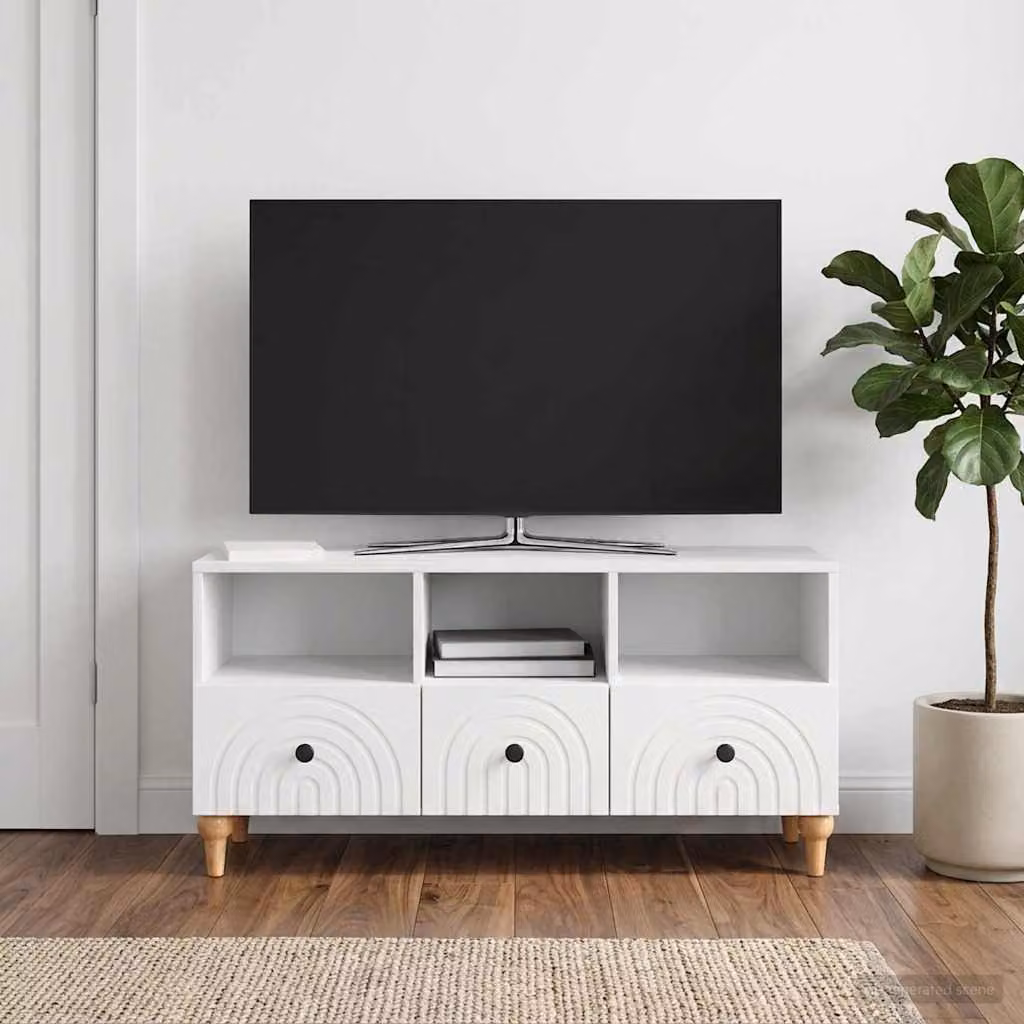 Mobile TV moderno vidaXL Bianco in legno ingegnerizzato L/P/H: 102 x 34,5 x 50 cm