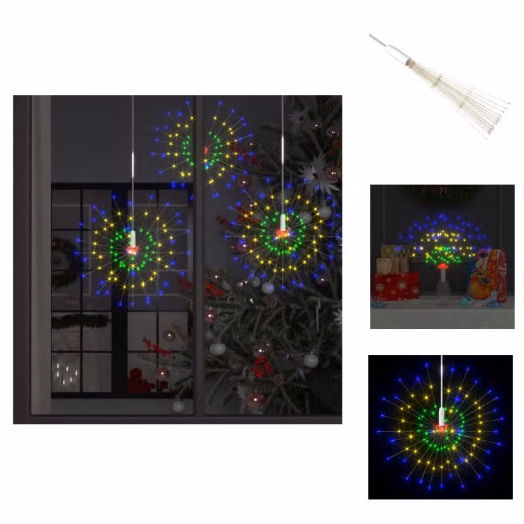 vidaXL Fuochi d'artificio decorazione natalizia multicolore 20 cm 140 LED - Illuminazione natalizia