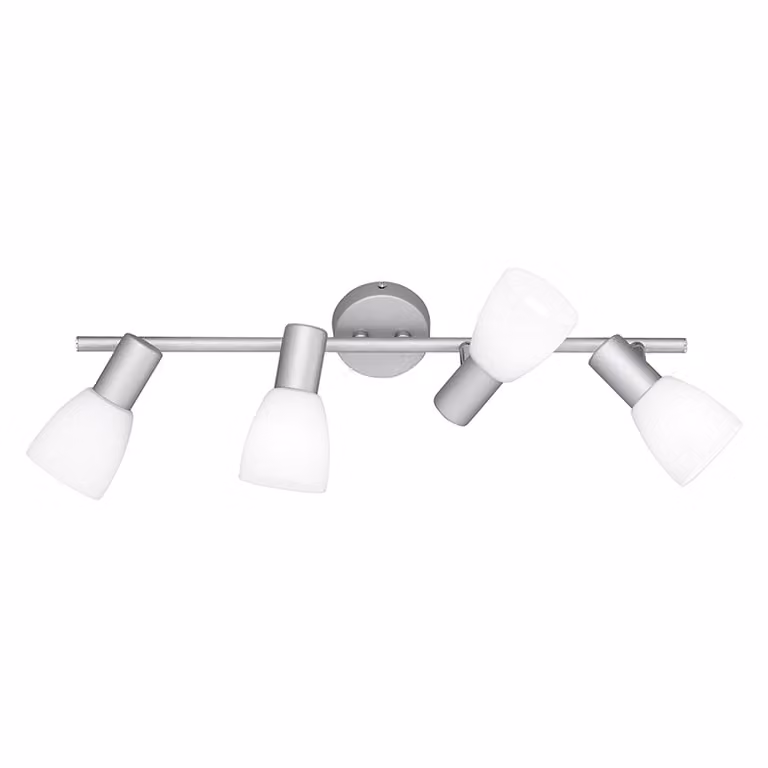 Trio Leuchten - Faretto da soffitto moderno allungato acciaio I argento I nichel opaco incl. LED - MetzI 4 fiamme I soggiorno I camera da letto - metallo allungato - LED adatto E14