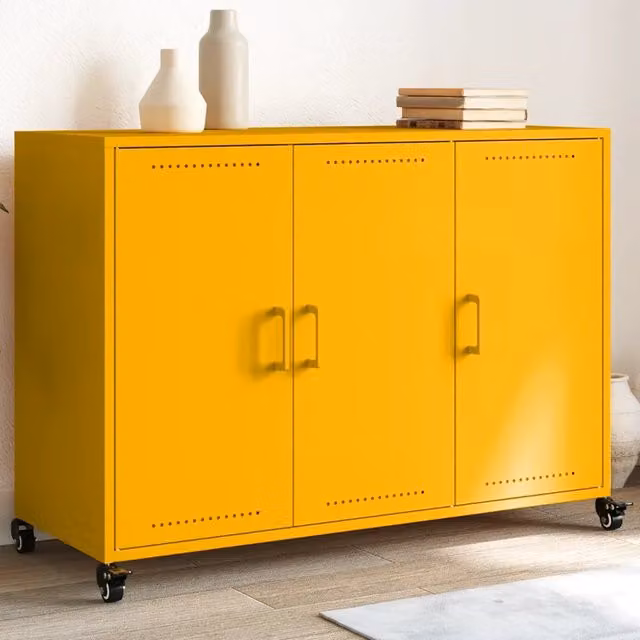 Credenza-Buffet-Armadio da cucina Giallo Senape 100,5x39x72 cm in Acciaio