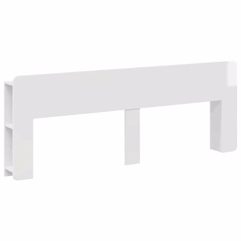 Testata del letto moderna vidaXL in legno MDF bianco lucido con ripiani integrati L 215 x H 80 x P 26,18 cm – 2