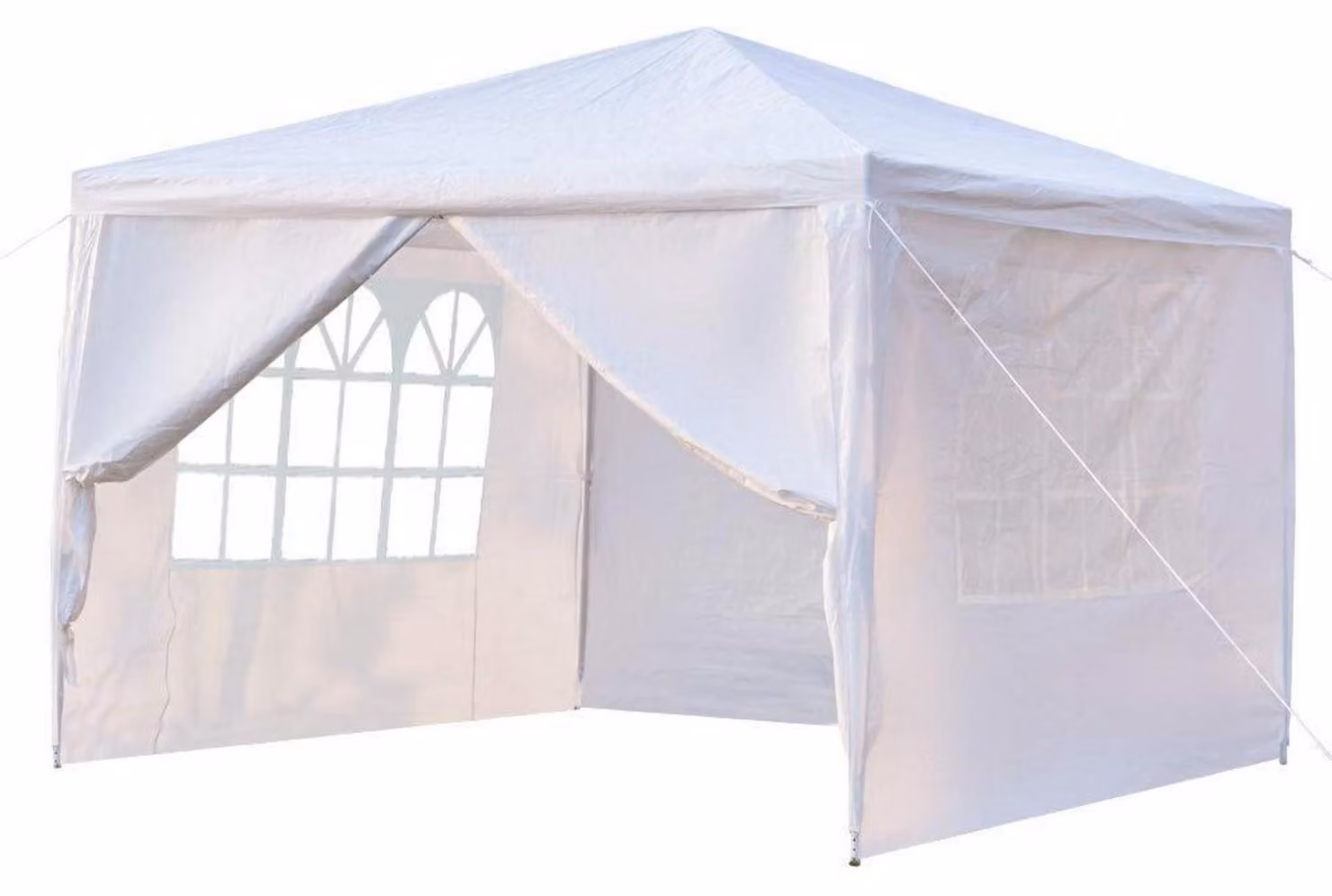 Gazebo pieghevole impermeabile, tenda per feste, dimensioni 3 x 3 metri, con 4 pareti, protezione UV, telo in PE bianco