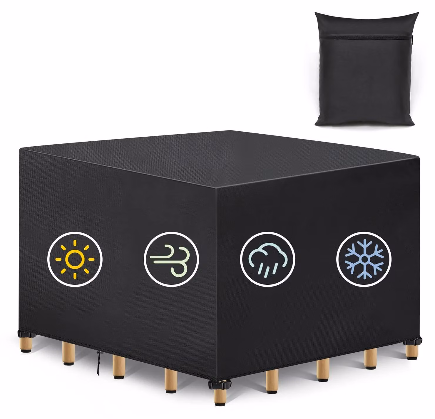 Telo protettivo per mobili da giardino, impermeabile, dimensioni 125 x 125 x 74 cm