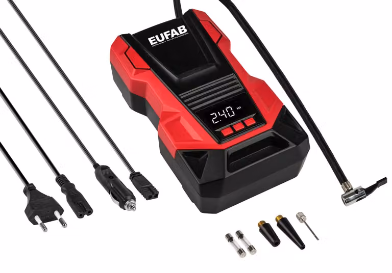 Compressore d'aria con cavo da 12V e 230V, pressione di 10,3 bar