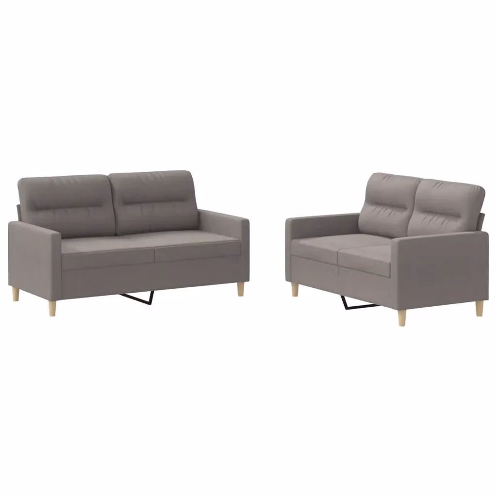 Set di 2 divani moderni vidaXL in tessuto beige e grigio con cuscini decorativi – 2