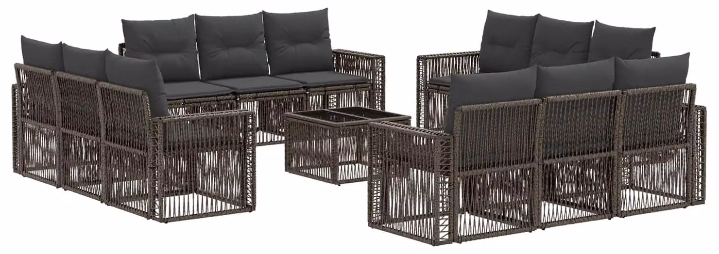 Set Divano da Giardino 13 pcs Grigio e Grigio Scuro polyrattan