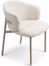 Sedia Amicasa Chloe in tessuto beige con struttura imbottita stile moderno