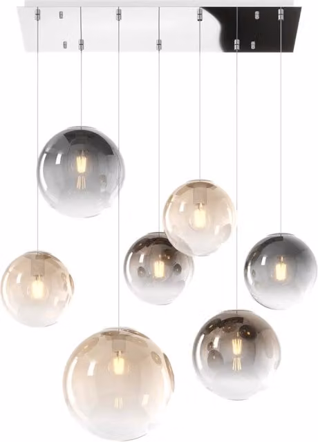 Lampadario Sospeso Moderno Top Light Big Eclipse in Metallo Cromo e Vetro Multicolor con 7 Luci E27 e Altezza Regolabile – 1