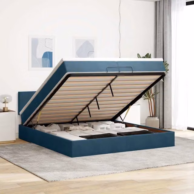 Struttura Letto Pouf con Materasso 200x200 cm in Velluto 3311727