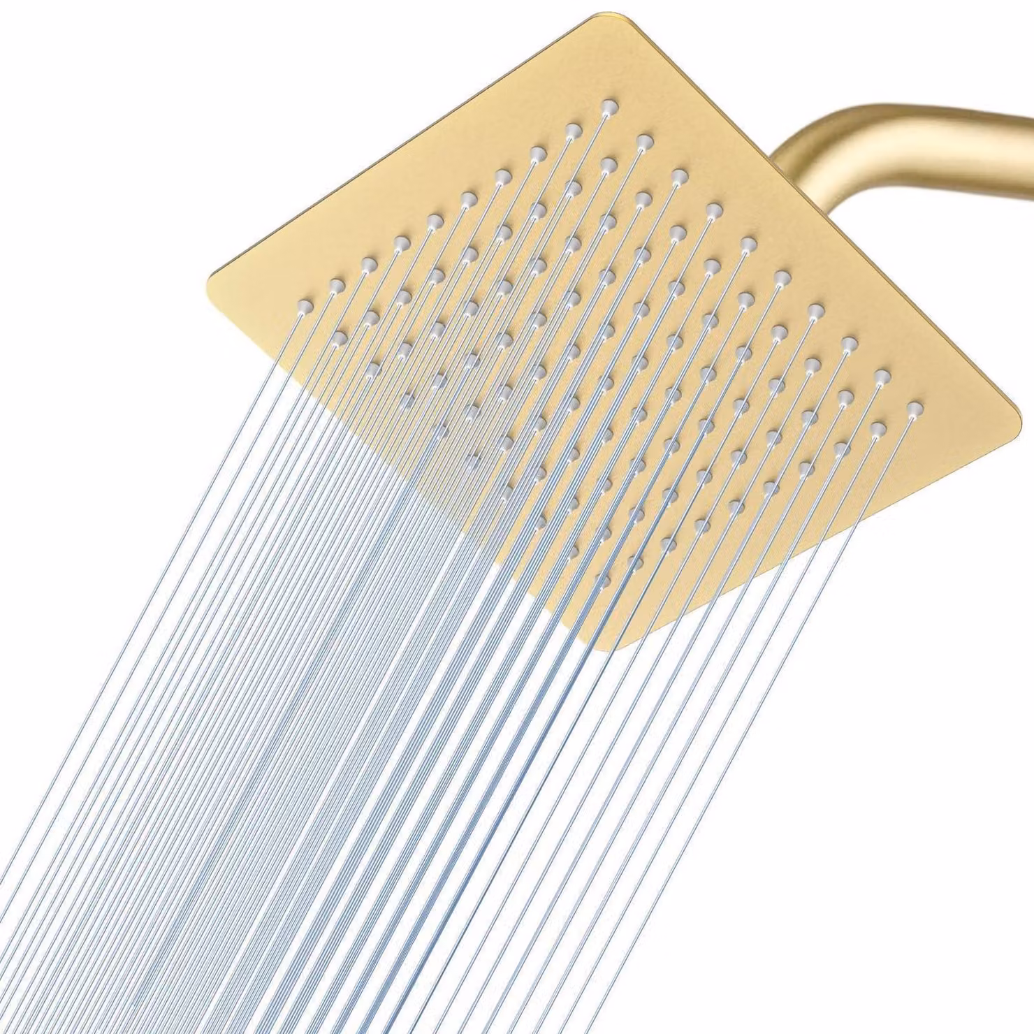 Doccia a pioggia, quadrata, 20 cm, acciaio inossidabile, finitura dorata spazzolata