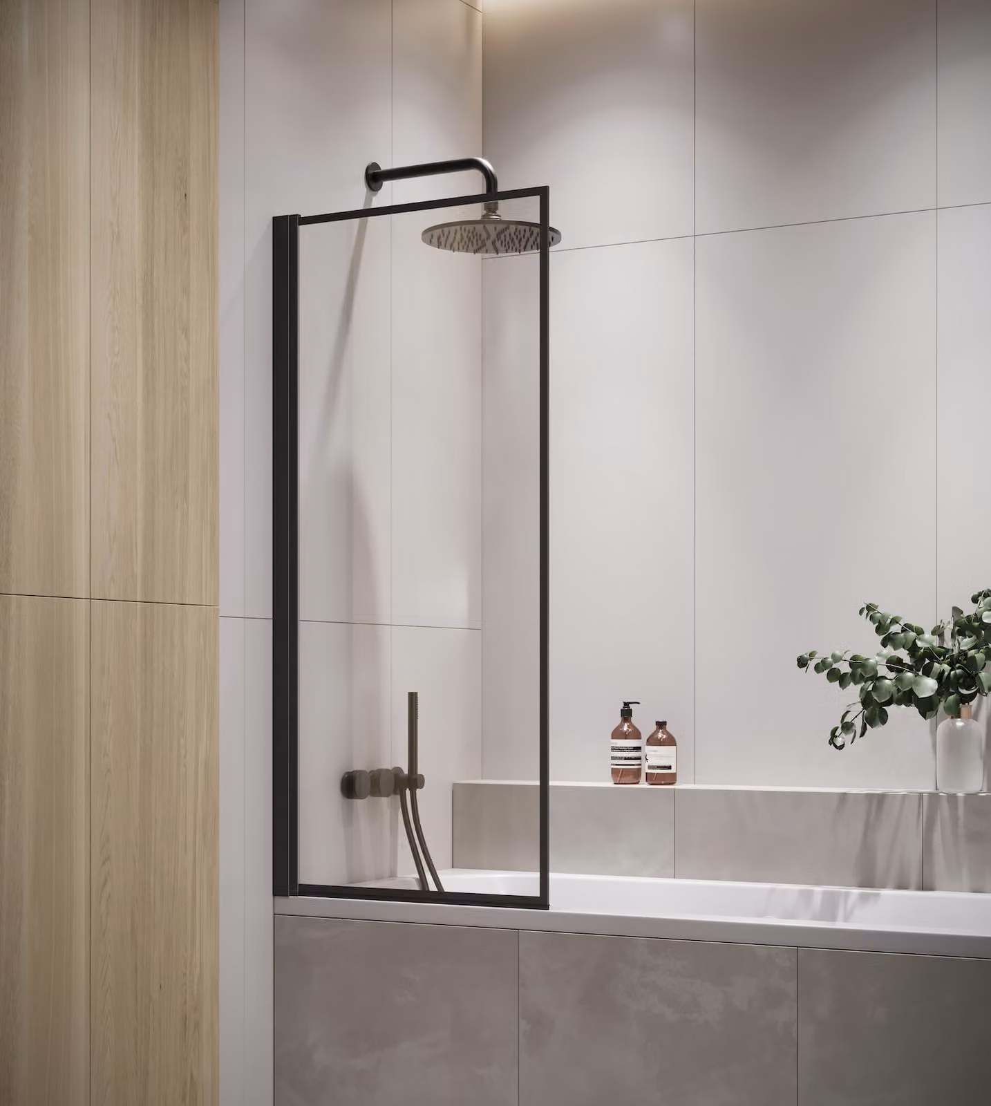Badplaats Parete Vasca Medal 60 x 140 cm - Nero - Anta Pivotante 5 mm - Vetro di Sicurezza