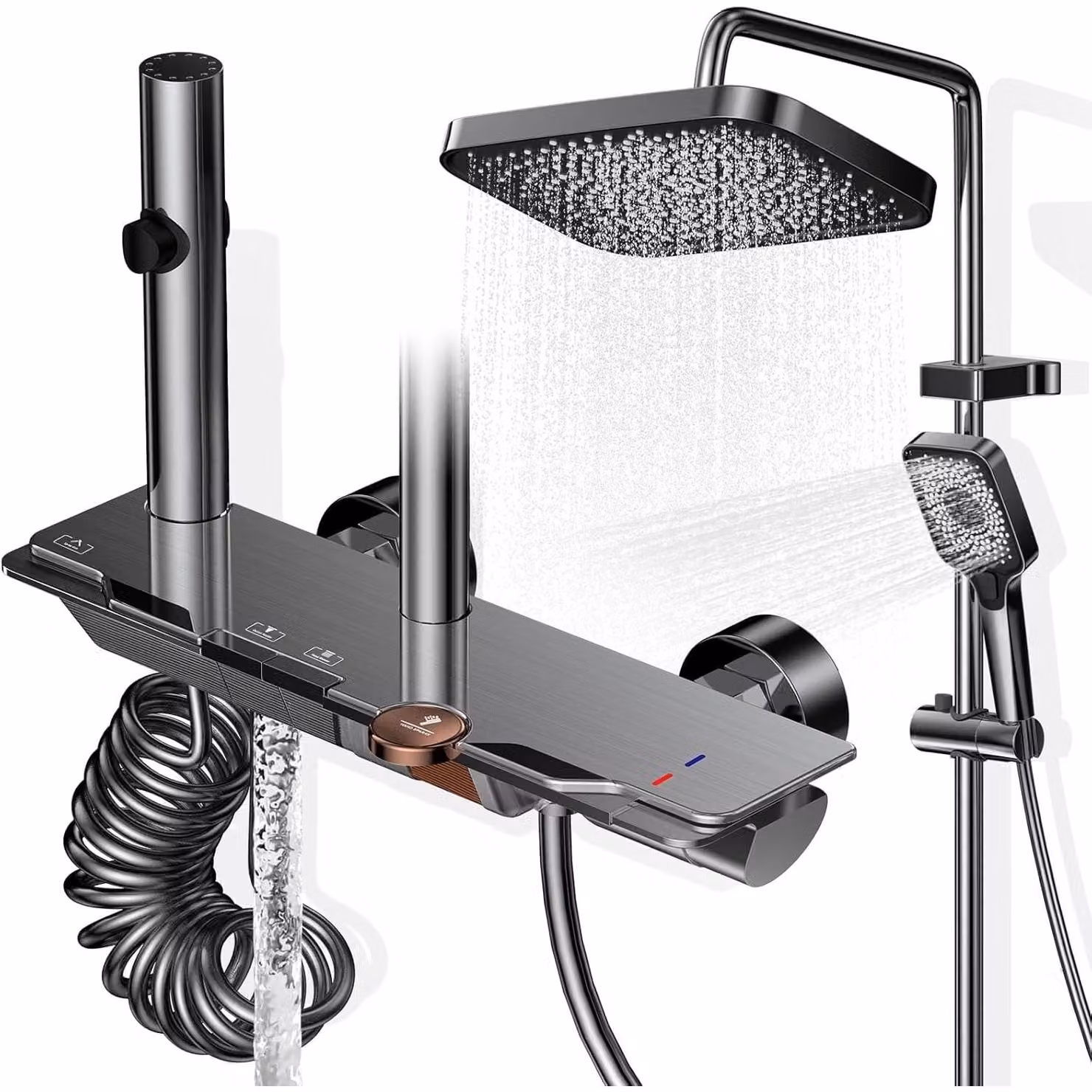 Pannello doccia colonna doccia sistema doccia - Con miscelatore - Soffione XXL 31,5 cm - Altezza regolabile 83-110 cm
