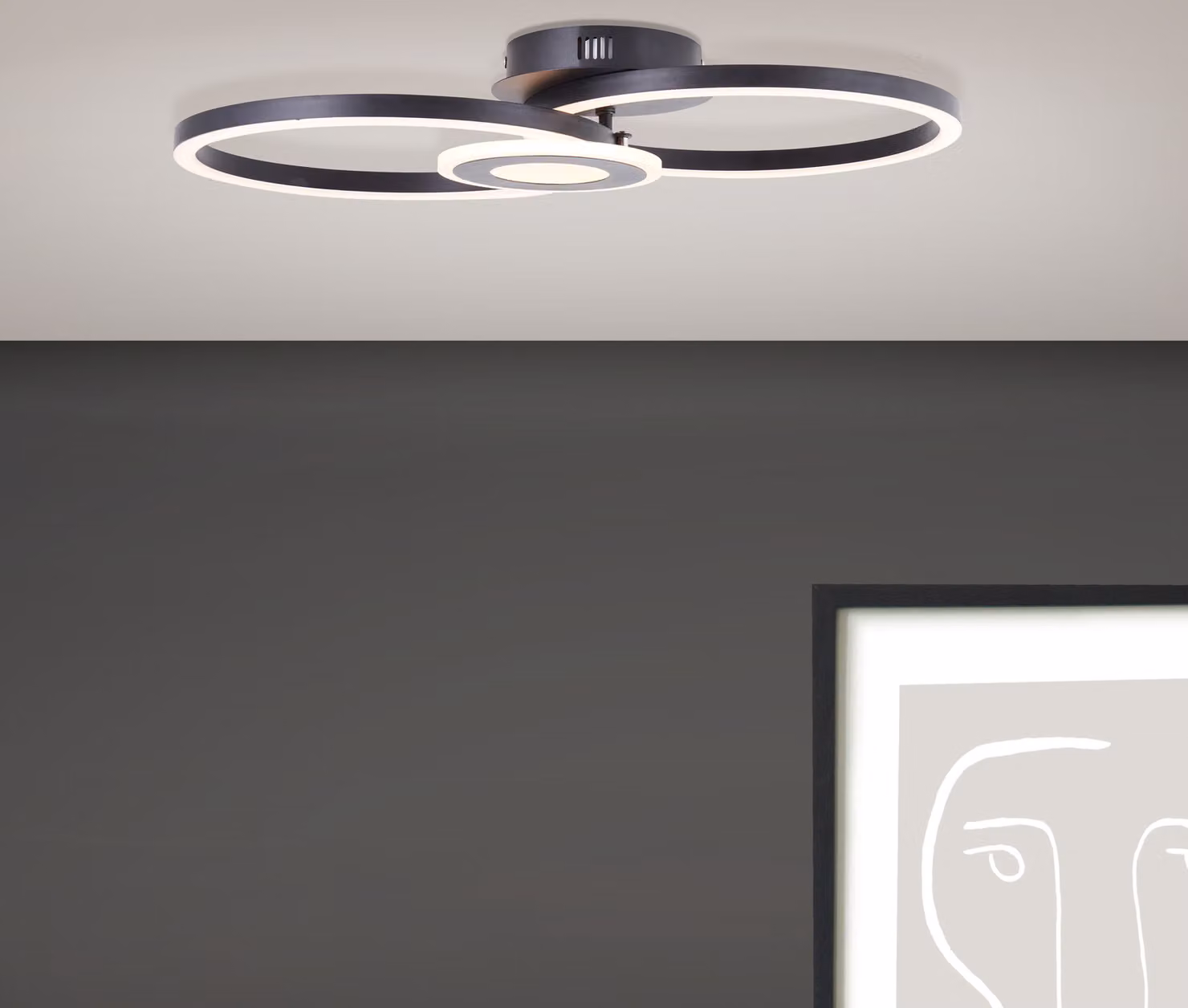 BRILLANTE plafoniera LED nera moderna Bray | elemento orientabile | bianco caldo | 24 Watt 2900 Lumen 3000 Kelvin | 30x52cm | metallo/plastica