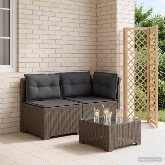 Divano da esterno-Divano da Giardino a 2 Posti con Cuscini Aspetto Rattan PP 723068