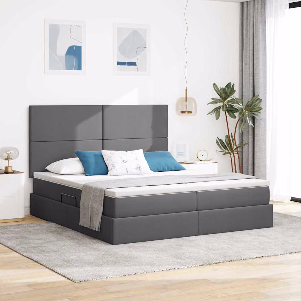 Letto con Contenitore vidaXL Grigio con Base a Sollevamento L/P: 180 x 200 cm – 1