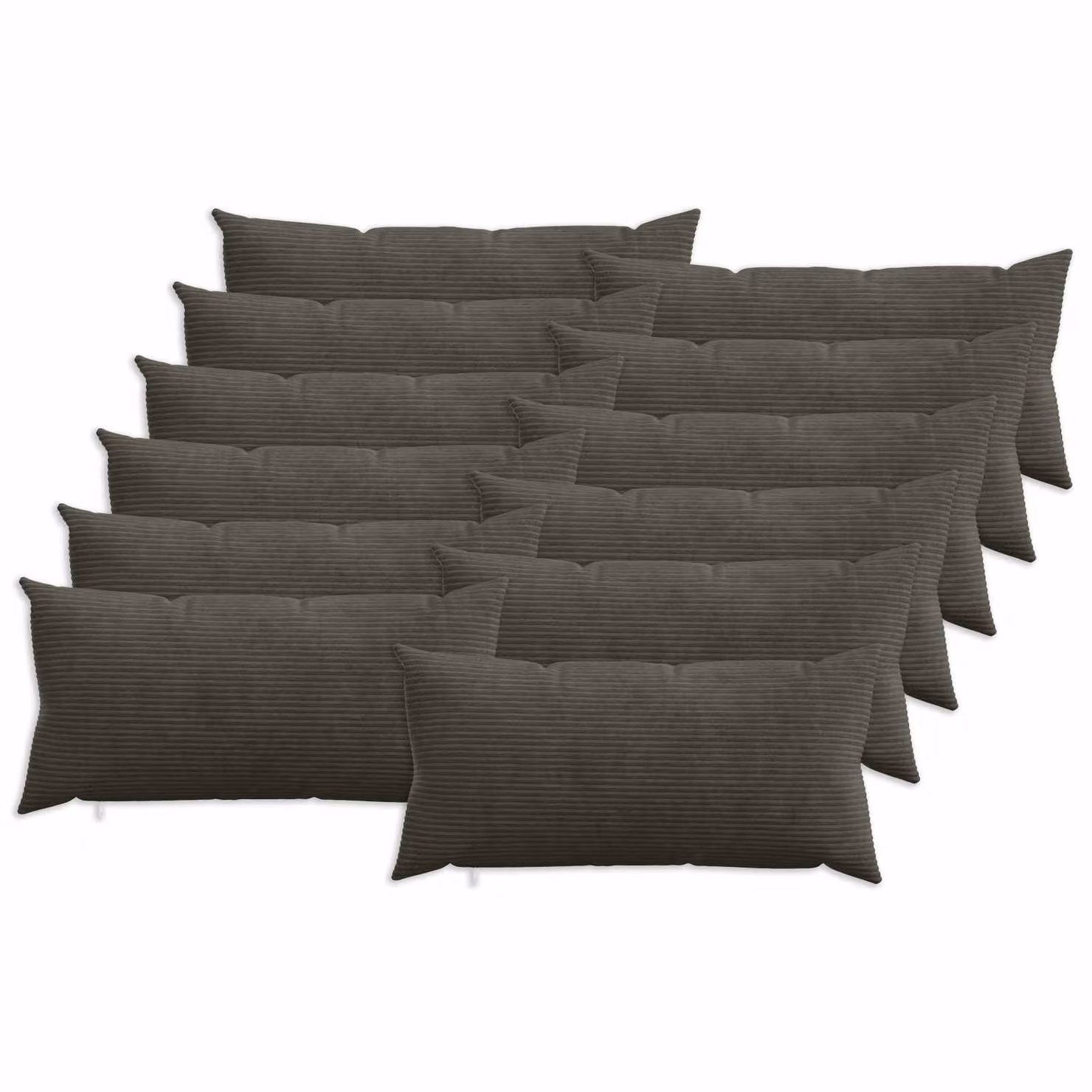 Set di 12 federe vidaXL HEERLEN in velluto a coste, colore antracite, L 80 cm x P 40 cm