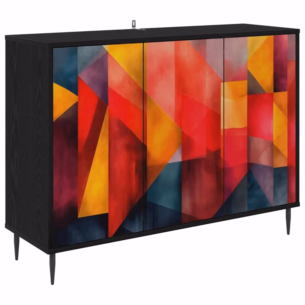 Credenza moderna HEESCH vidaXL in rovere e nero con design astratto L: 102 cm, P: 33 cm, H: 76 cm – 2
